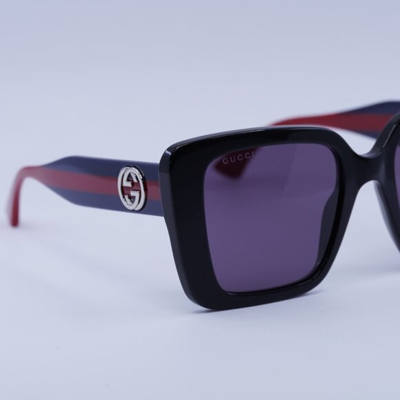 Gucci GG1861S 004 Sunglasses Shiny Black Square Frame, Dark Violet Lenses main image 11